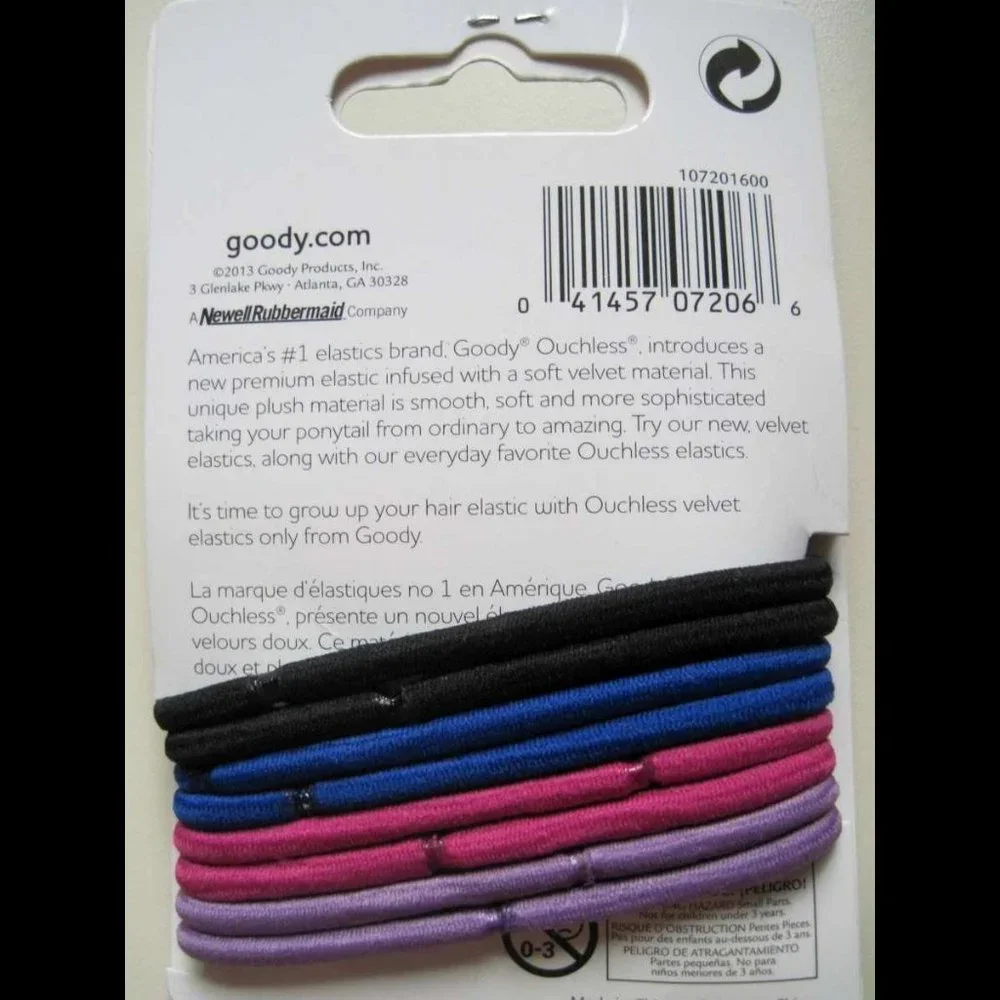 17 Goody Ouchless 5 Velvet Mixed Pack Elastic Hair Band Ponytailers Pink Purple